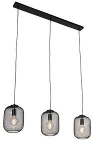 Eettafel / Eetkamer Industriële hanglamp zwart 110 cm 3-lichts - Bliss Mesh Industriele / Industrie / Industrial E27 Draadlamp Binnenverlichting Lamp