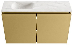 Mondiaz Ture DLux toiletmeubel 80cm oro met wastafel ostra links zonder kraangat