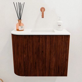 Mondiaz Joya 50cm toiletmeubel ronding links ruby met wastafel faye rechts zonder kraangat talc
