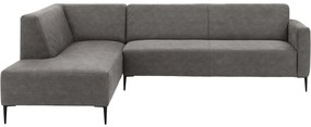 Goossens Key West grijs, micro leer, 3-zits, modern design met ligelement links