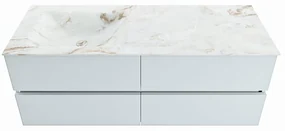Mondiaz Vica DLux badmeubel 130cm clay 4 lades met wastafel frappe links 1 kraangat