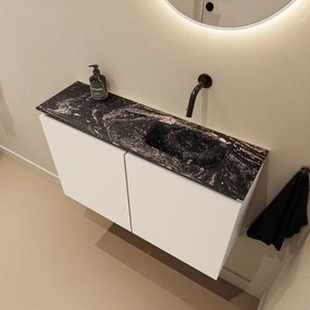 Mondiaz Ture DLux toiletmeubel 80cm talc met wastafel lava rechts zonder kraangat