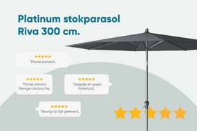 Platinum Riva stokparasol 3 m. rond - Light Grey met voet en hoes