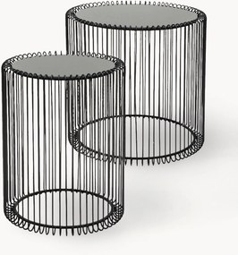 Metalen bijzettafels Wire met glazen blad, 2-delig