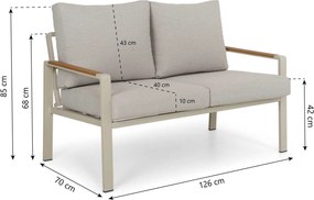 Stoel en Bank Loungeset 4 personen Aluminium Zand/Beige  Domani Furniture Leaf
