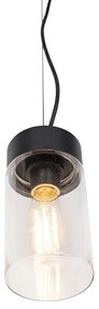 Moderne hanglamp zwart met glas IP44 - Jarra