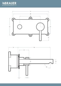 Brauer Stripe inbouw wastafelkraan ColdStart met rechte uitloop en rozetten model A1 chroom