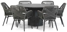 Tuinset Ronde Tuintafel 6 personen 140 cm Rope Grijs  Lifestyle Garden Furniture Advance/Graniet