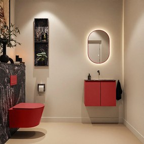 Mondiaz Ture DLux toiletmeubel 60cm fire met wastafel lava midden zonder kraangat