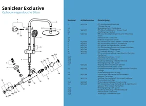 Saniclear Exclusive volledig 304 RVS regendouche opbouw 30cm met 3 standen handdouche
