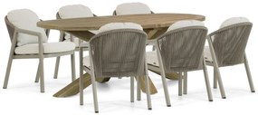 Tuinset 6 personen 240 cm Aluminium/rope Taupe Santika Furniture Santika