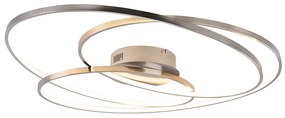 Plafonnière staal 80 cm incl. LED 3-staps dimbaar - Rowin Design rond Binnenverlichting Lamp