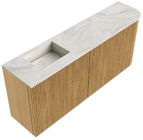 Mondiaz Joya DLux 100cm toiletmeubel ronding rechts oak met wastafel faye links 1 kraangat ostra