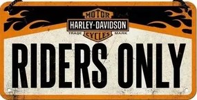 Metalen wandbord Harley-Davidson - Riders Only, (20 x 10 cm)