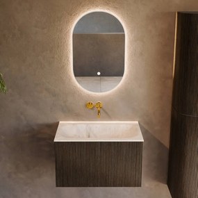 Mondiaz Kurve-dlux 70cm badmeubel shadow met 1 lade en wastafel big small midden zonder kraangat frappe