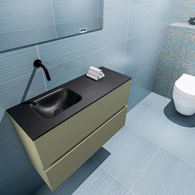 Mondiaz Ada 80cm toiletmeubel army met wastafel urban links zonder kraangat