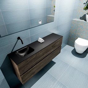 Mondiaz Ada 120cm toiletmeubel dark brown met wastafel urban links zonder kraangat