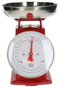 Retro keukenweegschaal, metaal, rood, 3 kg