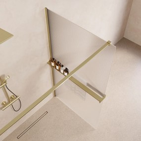 Saniclear Metric inloopdouche 120cm met handdoekhouder en ribbelglas geborsteld messing - mat goud