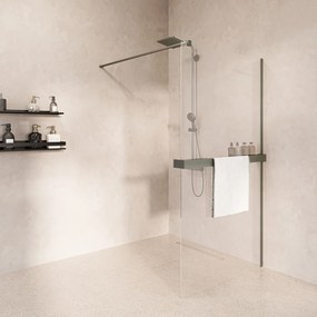 Saniclear Metric inloopdouche 120cm met handdoekhouder en helder glas RVS