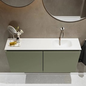 Mondiaz Ture 100cm toiletmeubel army met wastafel talc rechts geen kraangat