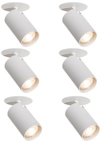 Set van 6 moderne inbouwspots wit GU10 50mm - Chels
