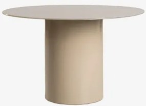 Ronde Eettafel Ø120 Cm Van Gehard Glas En Mdf Asgri Moka Bruin - Sklum