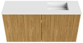 Mondiaz Joya 80cm toiletmeubel oak met wastafel faye rechts zonder kraangat talc