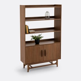 Vintageétagère met walnootfineer en fineer, Larsen