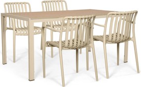 Tuinset 4 personen 150 cm Kunststof Zand/Beige Domani Furniture Alba/Creta