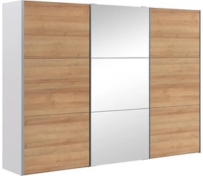 Goossens Kledingkast Easy Storage Sdk, 303 cm breed, 220 cm hoog, 2x 3 paneel schuifdeuren en 1x 3 paneel spiegel schuifdeur midden