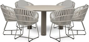 Tuinset Ronde Tuintafel 6 personen 158 cm Rope Taupe  Santika Furniture Santika
