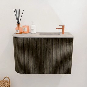 Mondiaz Joya DLux 60cm toiletmeubel ronding links shadow met wastafel faye rechts 1 kraangat glace