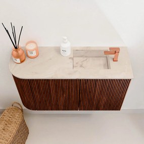 Mondiaz Joya DLux 70cm toiletmeubel ronding links ruby met wastafel faye rechts 1 kraangat frappe