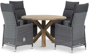 Tuinset Ronde Tuintafel 4 personen 120 cm Wicker Zwart Garden Collections Madera/Sand