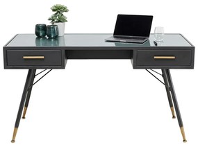 Kare Design Gomera Zwart Metalen Bureau Ribbelglas - 140 X 60cm.