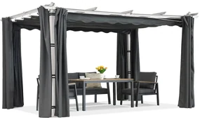 Barbados terraspergola 3x4 m met Garden Point gordijnen wit-antraciet