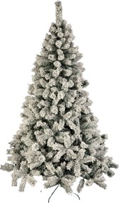 Windy Peak kunstkerstboom - 150 cm - groen - besneeuwd - Diameter 83 cm - 289 tips - metalen voet