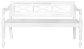 vidaXL Bank Batavia 123 cm massief mahoniehout wit