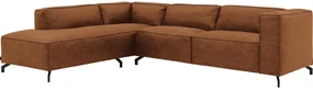 Goossens Bank Calvin cognac, micro leer, 3-zits, modern design met ligelement links