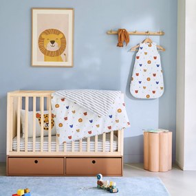 Hoeslaken baby, perkal katoen, kap 17 cm, dierenprint, PETITE SAVANE