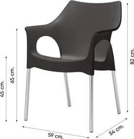 Set van 4 - Scab Ola stapelbare kunststof tuinstoel - antraciet