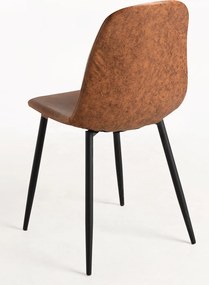 Set 4 Black Teok Kunstlederen Stoelen