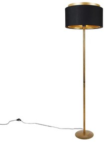 Moderne vloerlamp goud met kap zwart met goud - Simplo Modern E27 Binnenverlichting Lamp