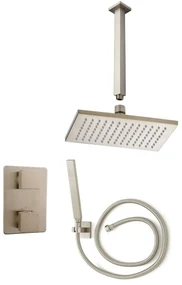 Mueller Cube inbouw regendouche met plafond arm en hoofddouche 30cm RVS look