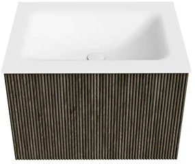 Mondiaz Kurve 60cm badmeubel shadow met 1 lade en wastafel cloud midden zonder kraangat