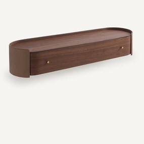 Wandconsole van walnootfineer en leer, Firmo