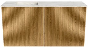 Mondiaz Joya DLux 80cm toiletmeubel oak met wastafel faye links 1 kraangat ostra