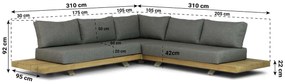 Hoek loungeset 5 personen Teak Taupe  Santika Furniture Santika