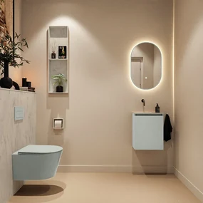 Mondiaz Ture DLux toiletmeubel 40cm greey met wastafel opalo links zonder kraangat